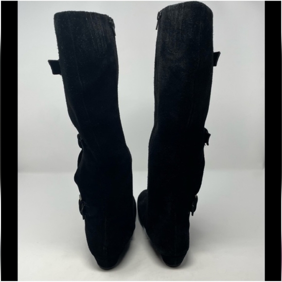 AEROSOLES Black Club Sota Suede Boots with Buckles - 6.5 - Like New‎ - Picture 3 of 12